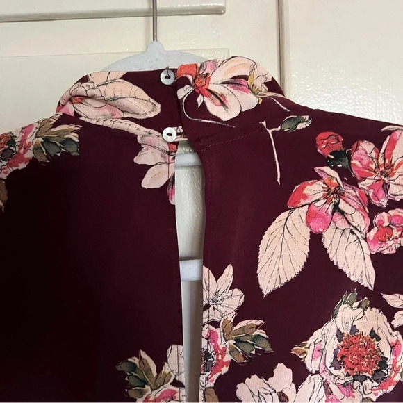 Zara Burgundy Floral Print Jumpsuit Size Small - Picture 10 of 13